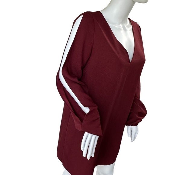 TOBI Open Sleeve Burgundy Chiffon V-Neck Dress, Medium - Picture 7 of 14